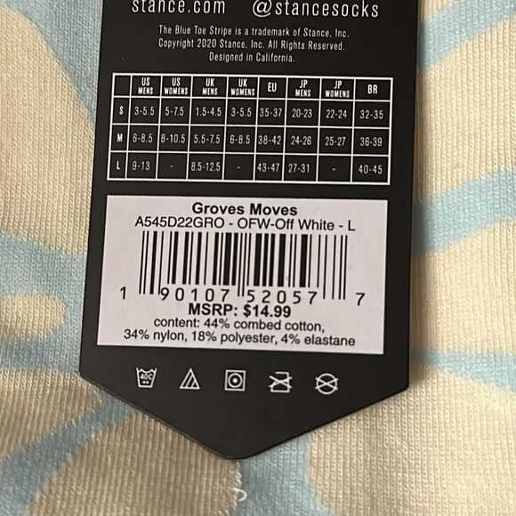 STANCE UNISEX GROVES MOVES IN CREW HEIGHT COMBED COTTON LIGHT CUSHION NWT - Picture 6 of 6